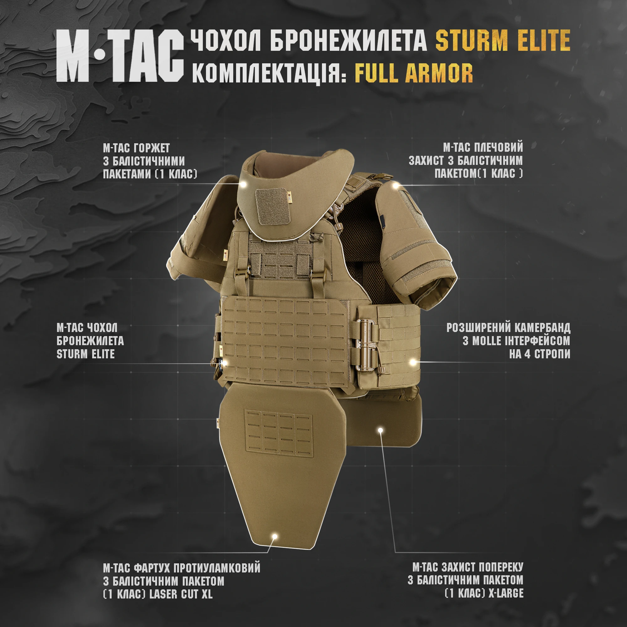 картинка M-Tac чохол бронежилета Sturm Elite Coyote